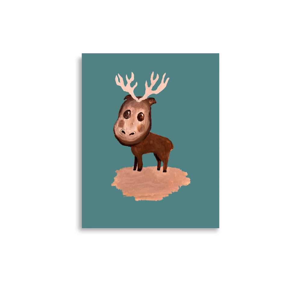 Poster "Elliot the Elk" Green - ErikaWiklund.art