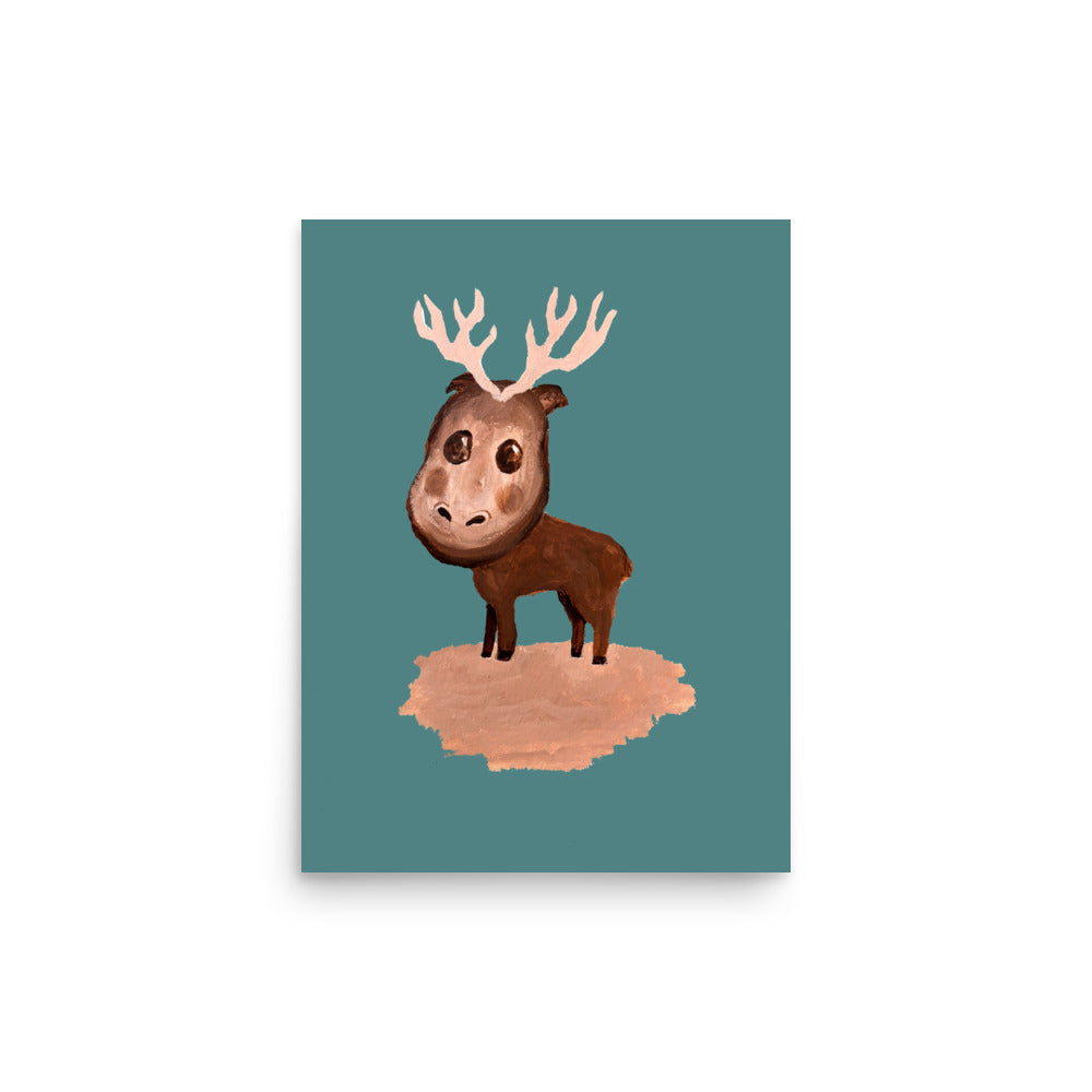 Poster "Elliot the Elk" Green - ErikaWiklund.art