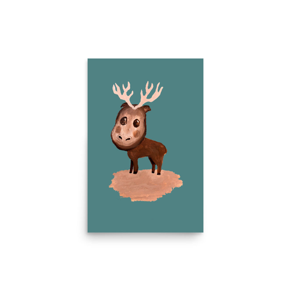 Poster "Elliot the Elk" Green - ErikaWiklund.art