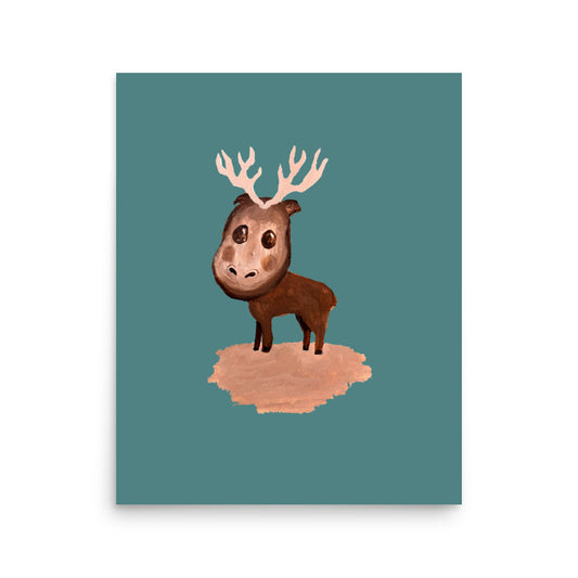 Poster "Elliot the Elk" Green - ErikaWiklund.art