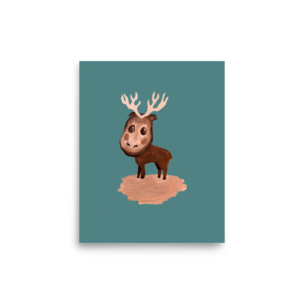 Poster "Elliot the Elk" Green - ErikaWiklund.art