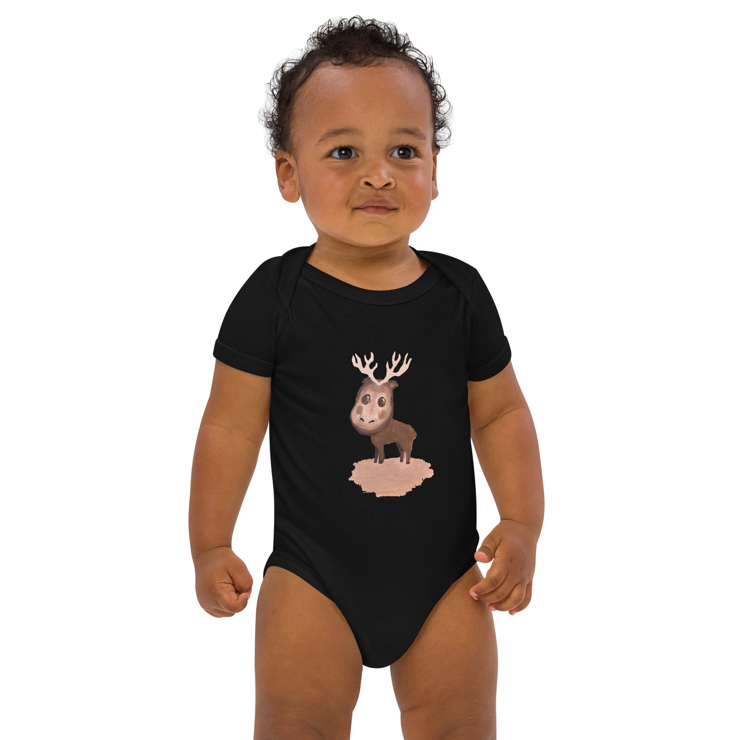 Organic cotton baby bodysuit "Elliot the Elk" ErikaWiklund.art