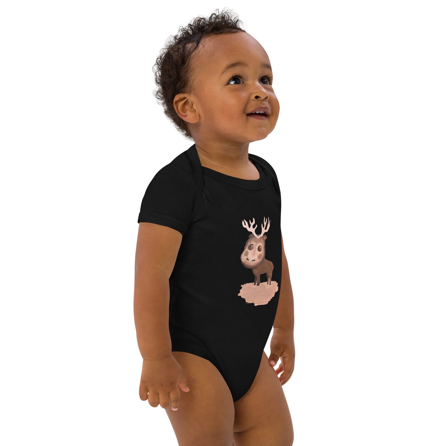 Organic cotton baby bodysuit "Elliot the Elk" ErikaWiklund.art